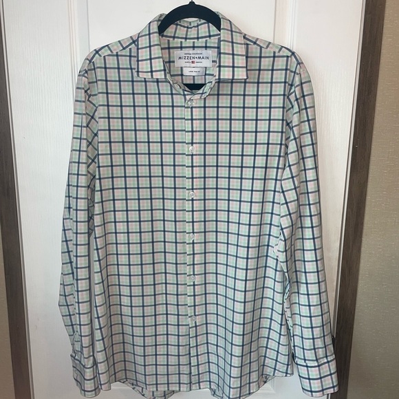 Mizzen + Main Long Sleeve‎ Button Down Plaid Large Trim Fit - Picture 1 of 5
